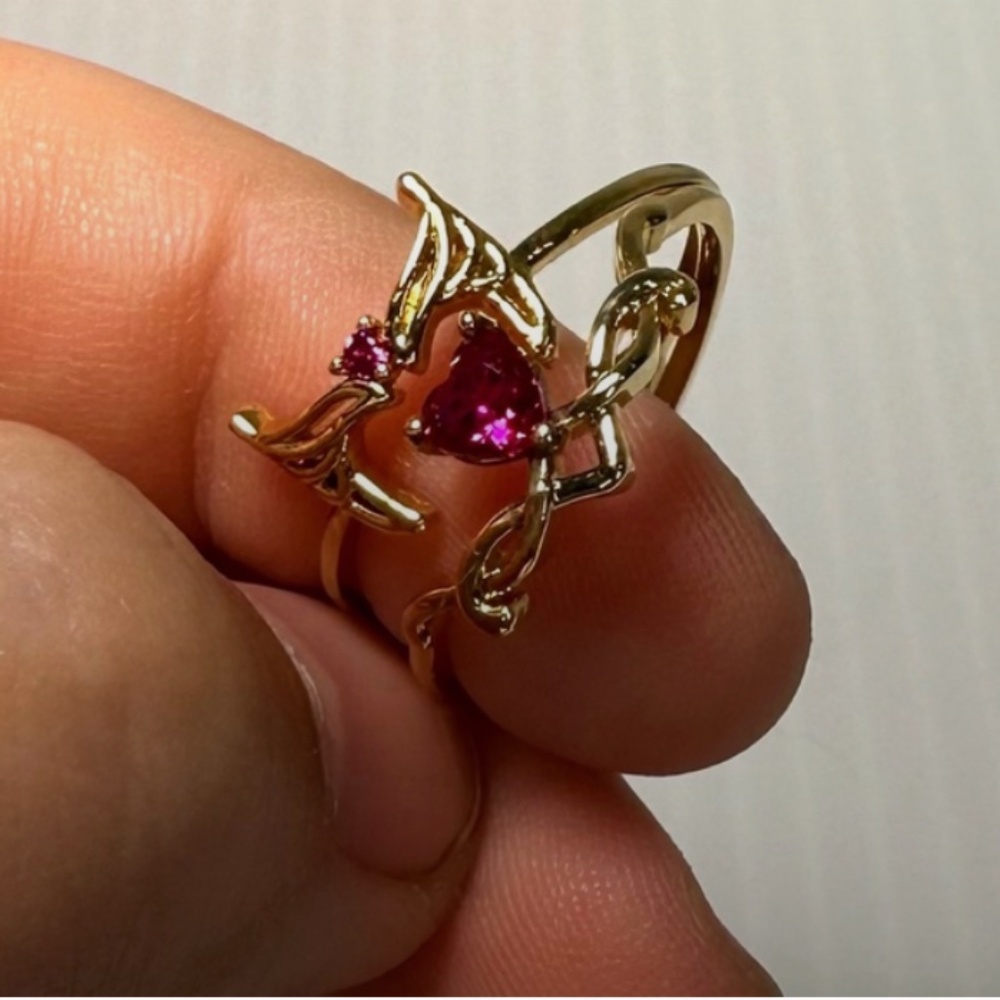 Girls Crew X Marvel Scarlet Witch/Wonder Woman Interlocking Rings Gold Tone Sz 7